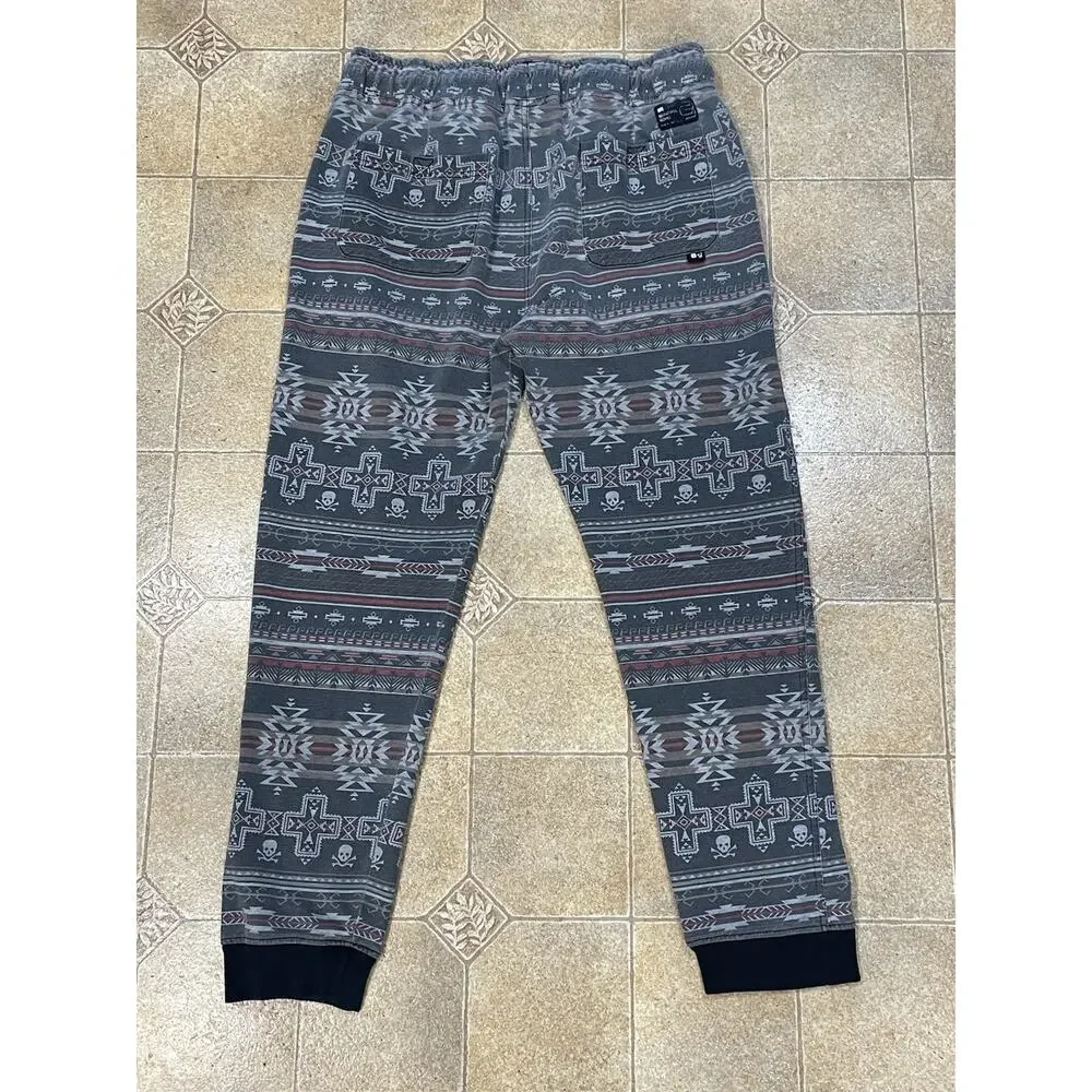 Beautiful Giant Jogger Men’s Large Gray Pull On Southwestern Aztec Sweatpants